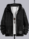 Men's Japanese Traditional Sashiko Art Comfy Full Zip Hoodie