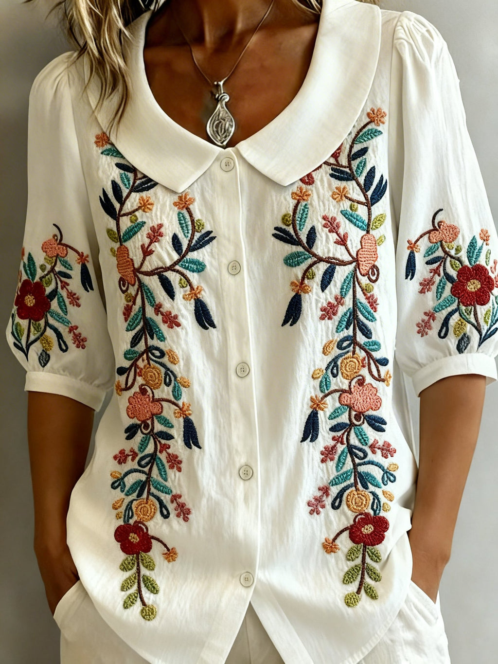 Women's Floral Pattern Art Print Casual Shirt
