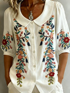 Women's Floral Pattern Art Print Casual Shirt