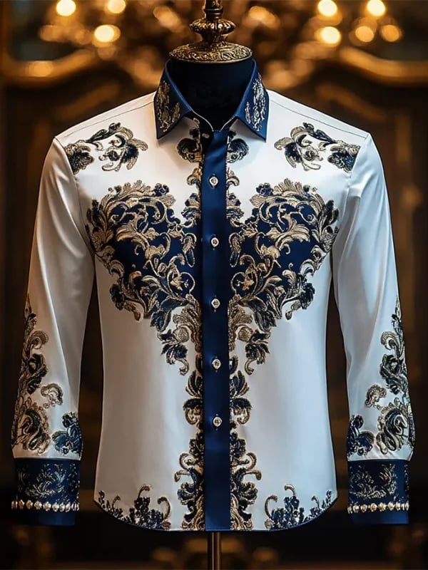 Men's Stripe Print Long Sleeve Shirt
