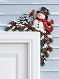 Christmas Snowman & Cardinal Winter Door Frame Corner Decor