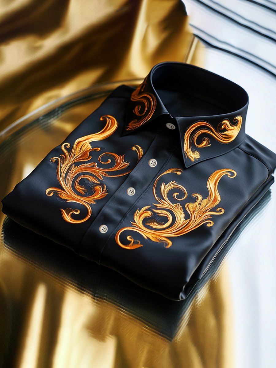 Men's Satin Long Sleeve Shirt