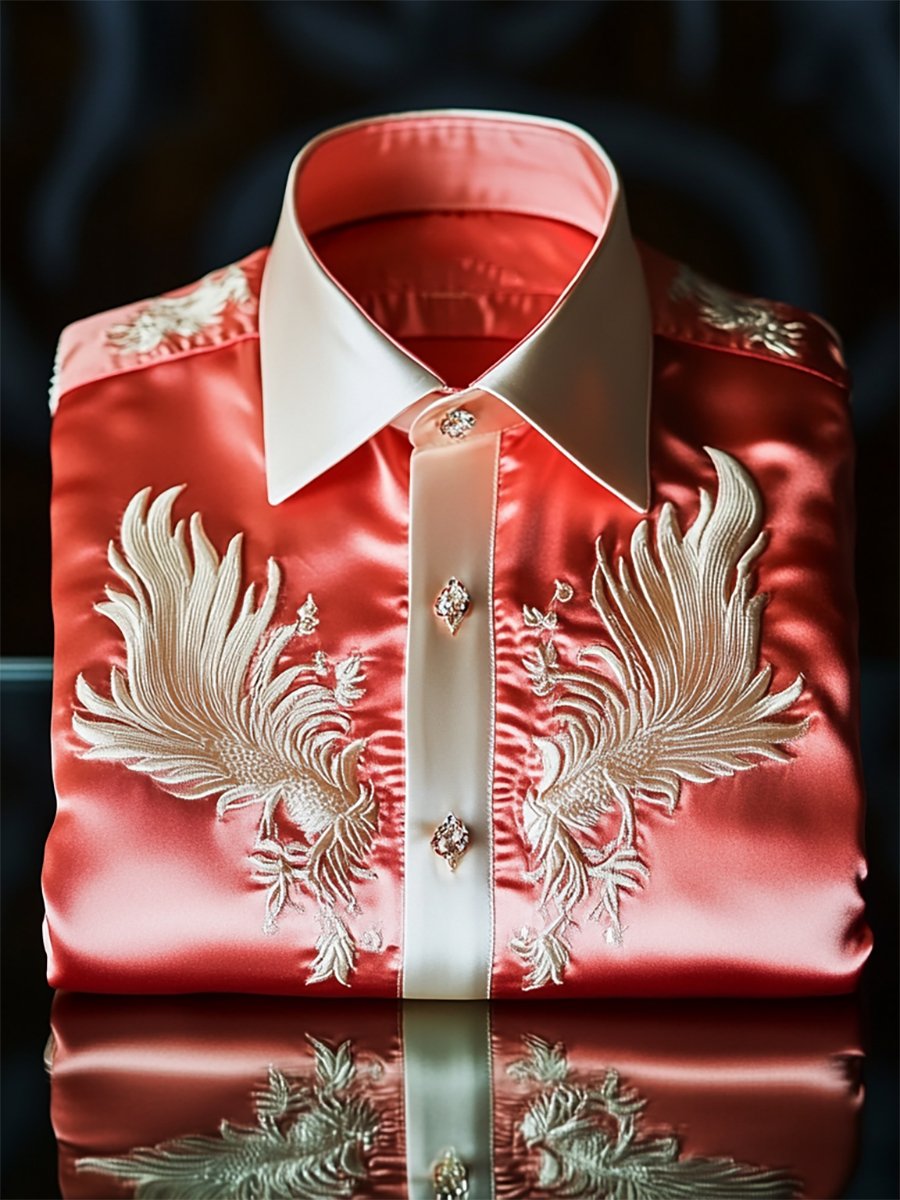 Men's Satin Luxury Business Long Sleeve Shirt