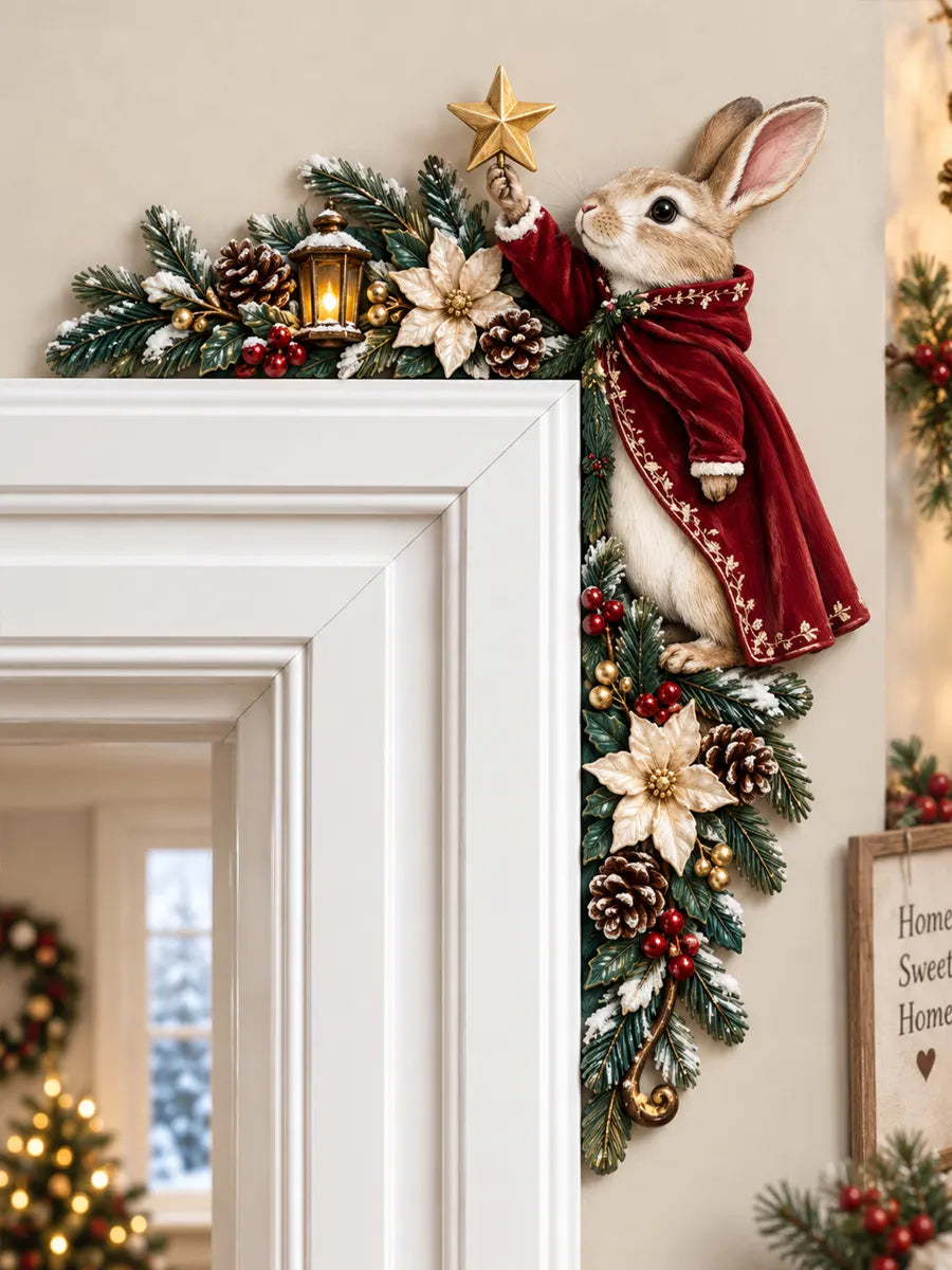 Christmas Bunny Door Corner Decor