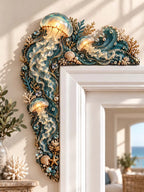Glowing Jellyfish And Coral Reef Marine Style Door Corner Decor