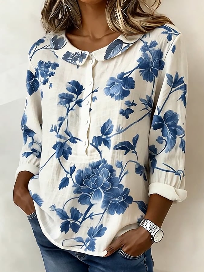 Women's Casual Color Block Print Short-Sleeve Top