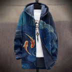 Japanese Koi Oil Painting Art Pattern Plush Men'S Jacket