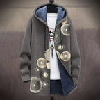 Japanese Style Disc Art Embroidery Pattern Plush Men'S Jacket