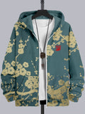 Men's Japanese Plum Blossom Art Comfy Full Zip Hoodie