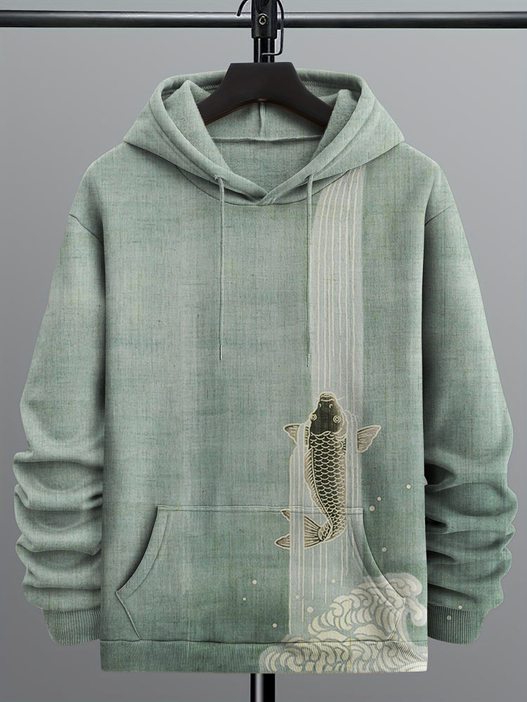 Men's Upstream Carp Japanese Art Cozy Hoodie