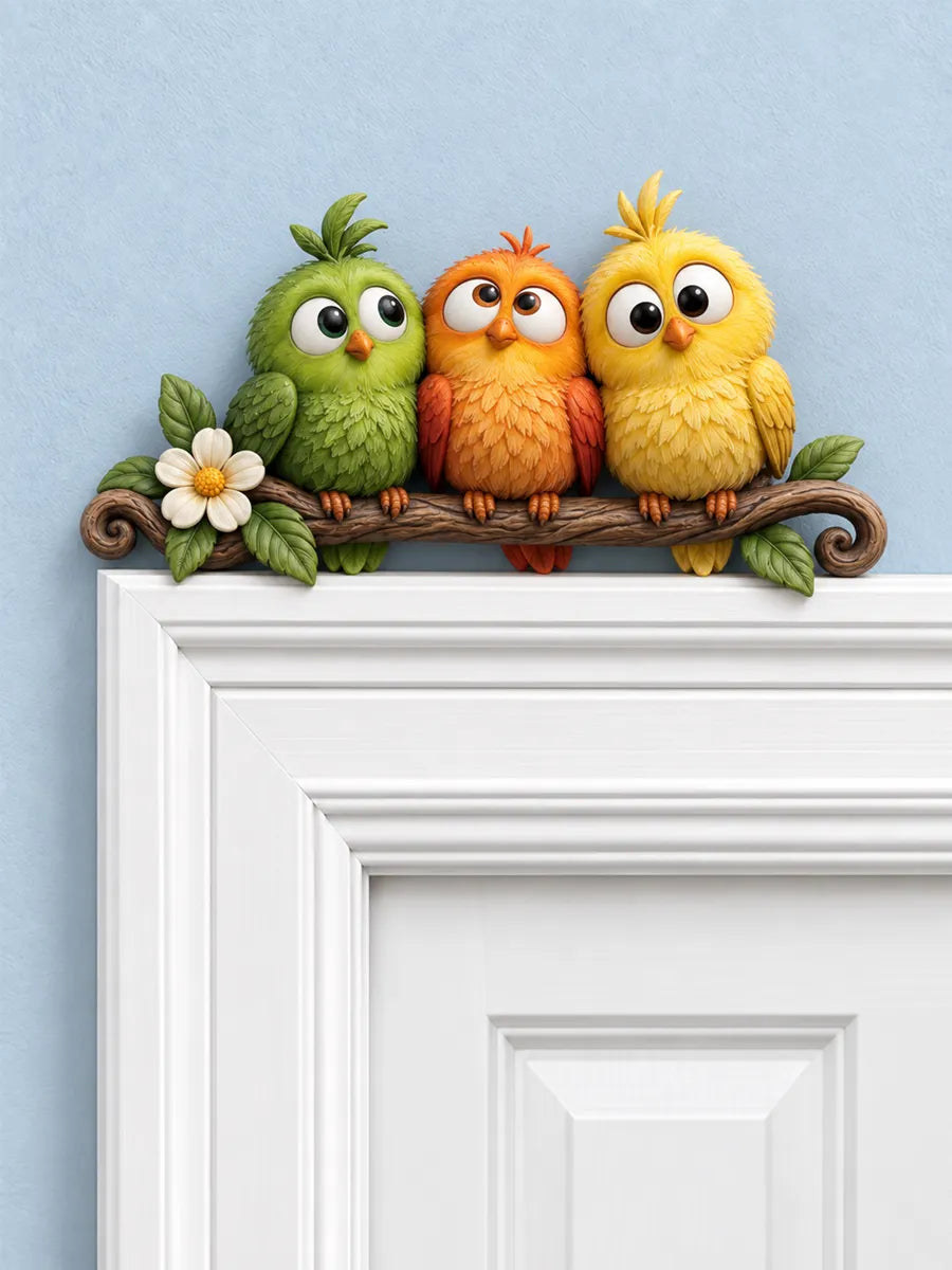 Three-Color Birds Art Door Frame Corner Decor