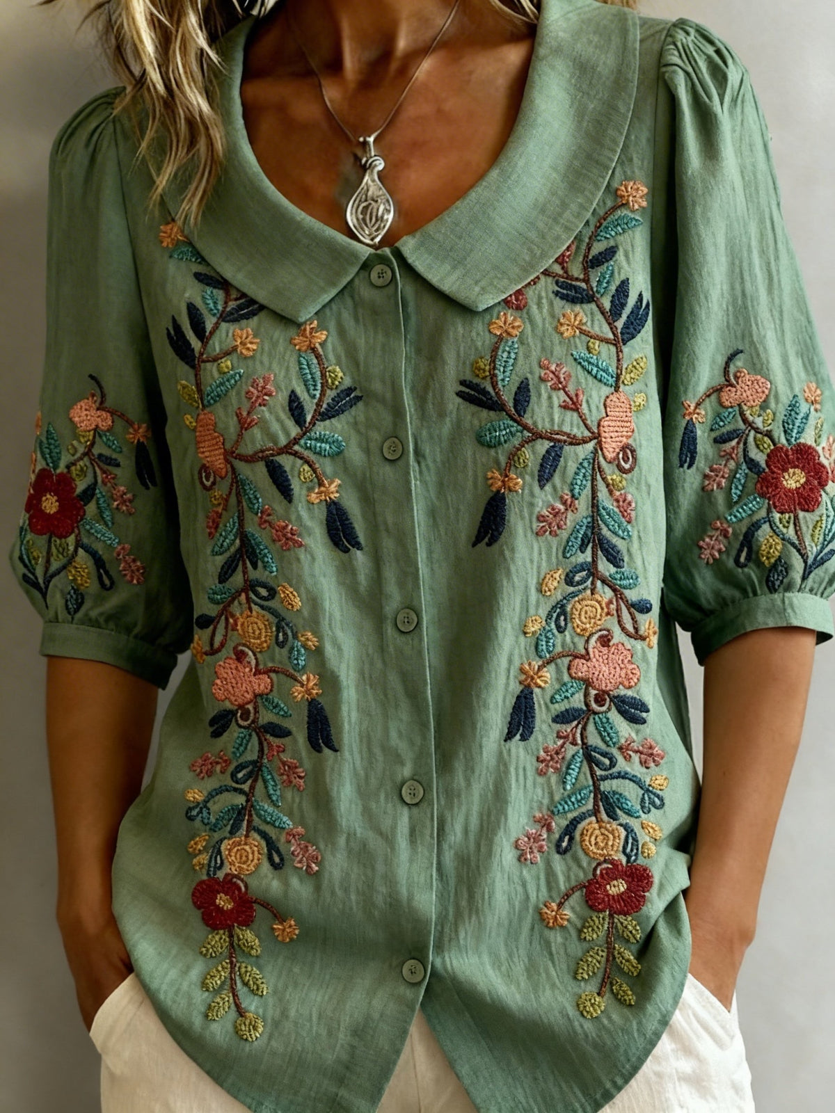 Women's Floral Pattern Art Print Casual Shirt