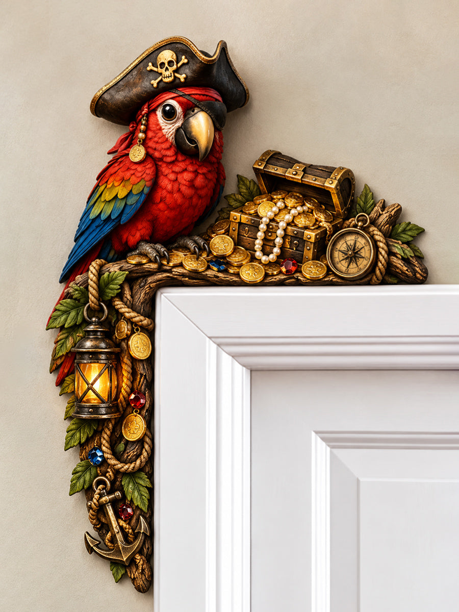 🦜 Pirate Parrot Treasure Door Frame Topper – Nautical Adventure Corner Decor