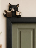 Grumpy Cat Wooden Door Frame Decor – Funny Book & Coffee Cat Accent