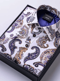 Men's Luxury Romantic Contrast Color Print Long Sleeve Shirt