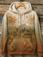 Women's Vintage Forest Camping Animal Print Hoodie