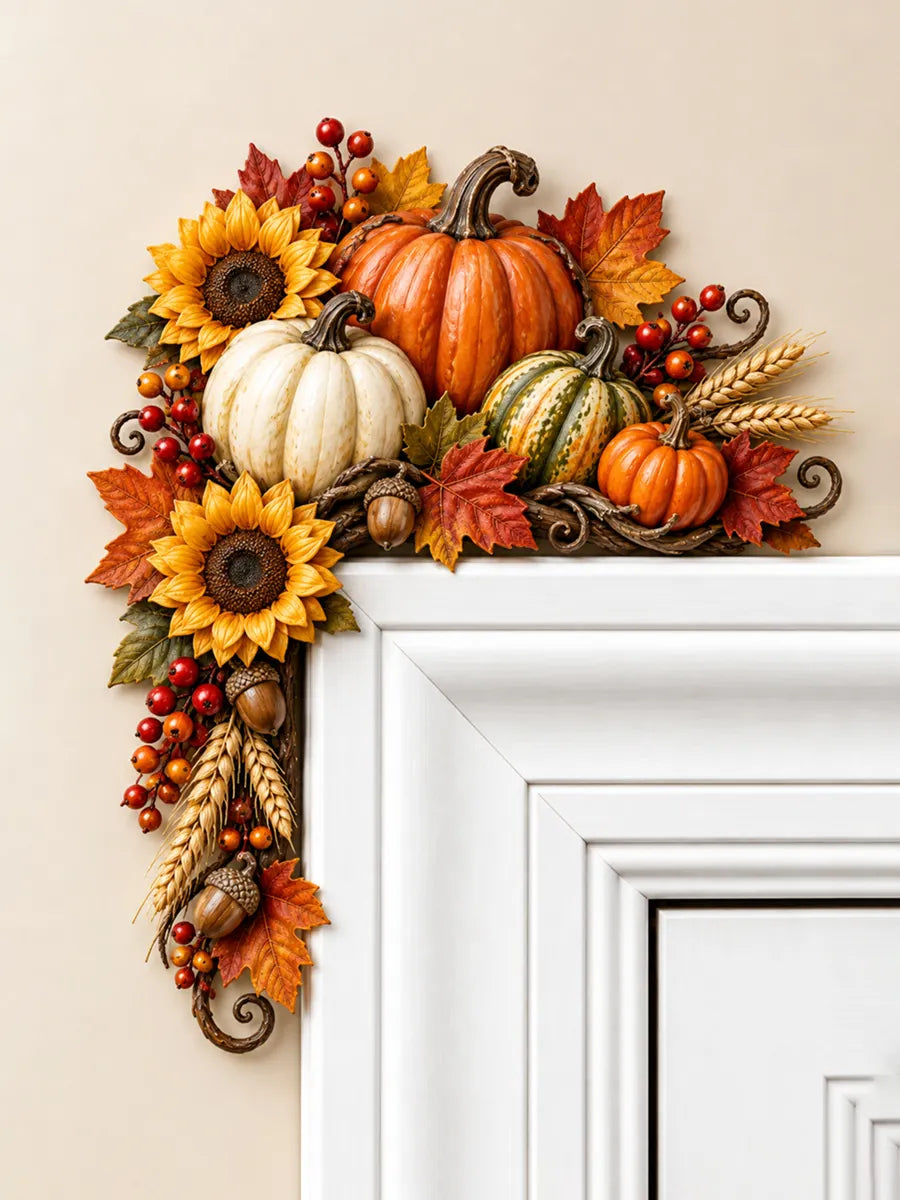 Autumn Pumpkin Floral Door Frame Decor