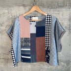 Women's Casual Cotton And Linen Floral Patchwork T-shirt