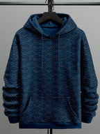 Men's Ocean Waves Japanese Sashiko Art Cozy Hoodie
