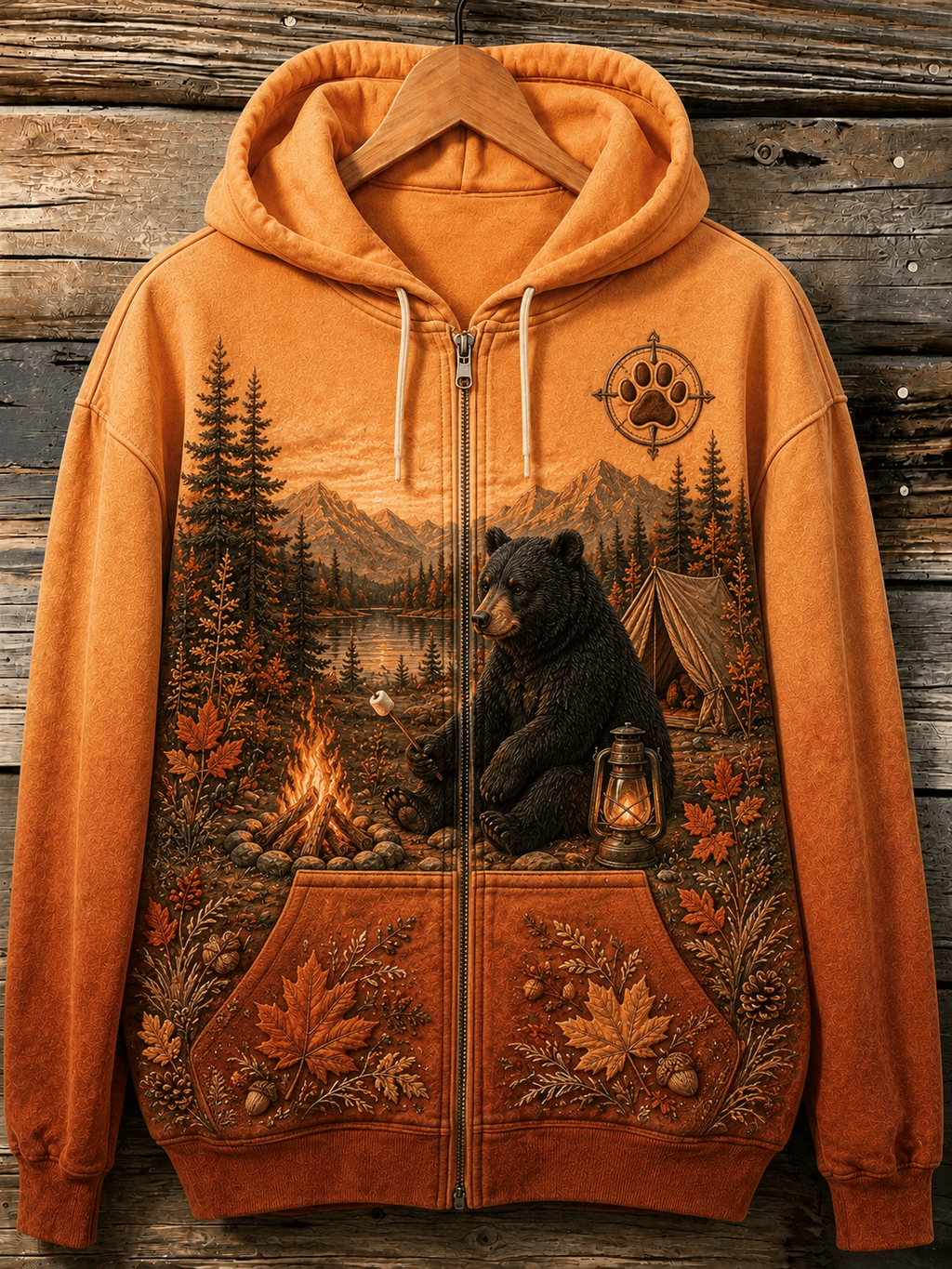 Women's Vintage Forest Camping Animal Print Hoodie