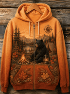 Women's Vintage Forest Camping Animal Print Hoodie