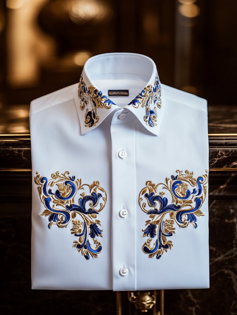 Men's Luxury Retro Contrast Pattern Long Sleeve Shirt