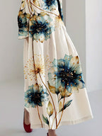 Women's Floral Art Cotton Blend Dress