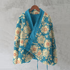 Cherry Blossom Japanese Pattern Cozy Fleece Kimono Cardigan