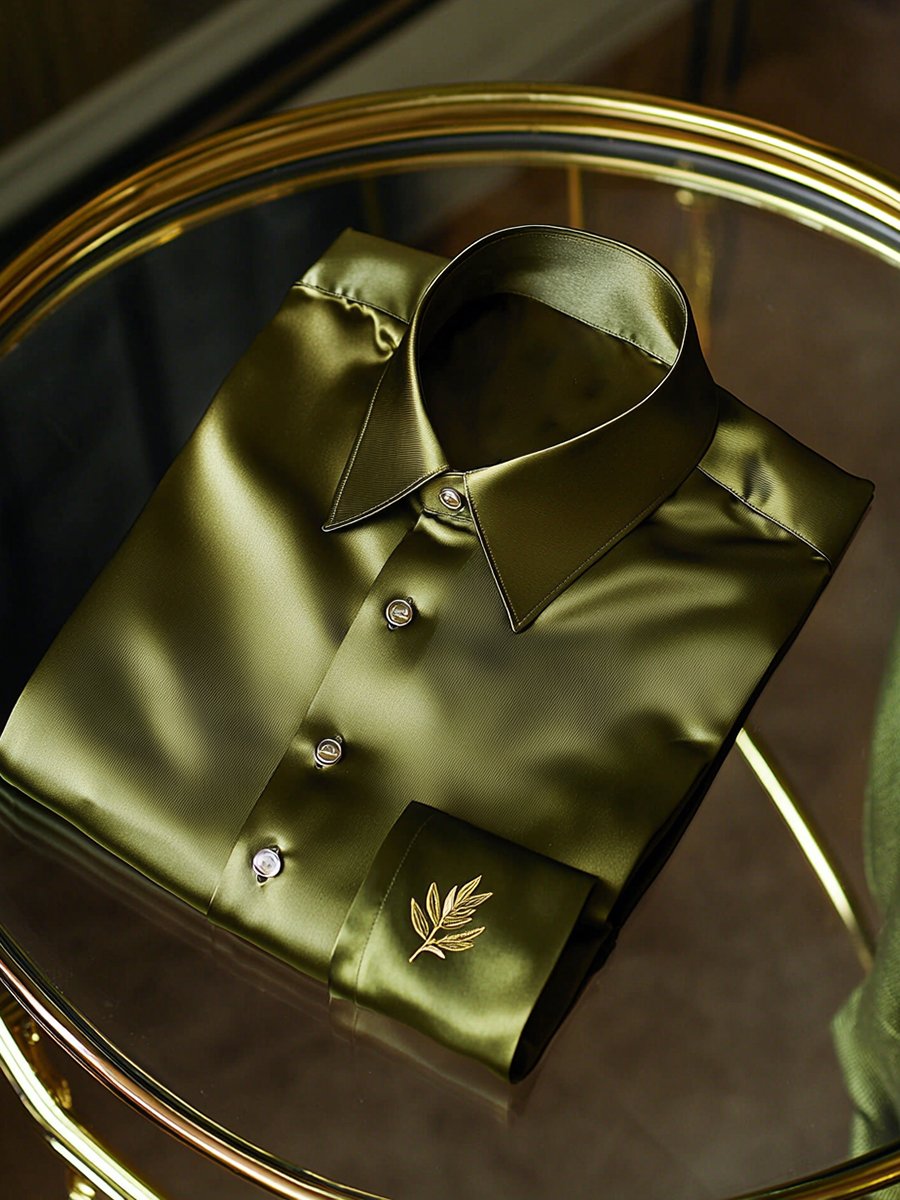 Men's Satin Luxury Business Long Sleeve Shirt