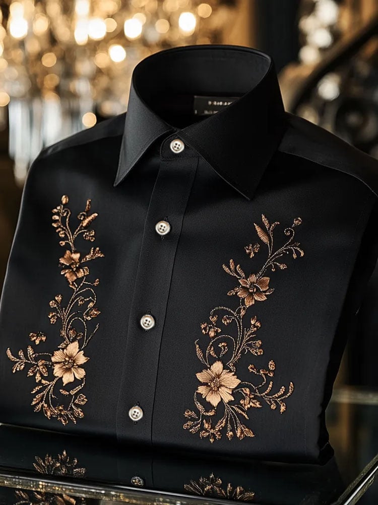 Men's Contrast Color Print Long Sleeve Shirt