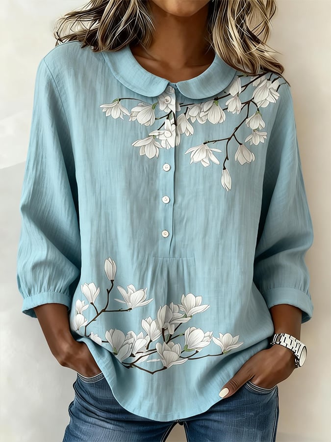 Women's Casual Color Block Print Short-Sleeve Top