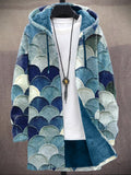 Vintage Denim Patchwork Art Cozy Hooded Cardigan