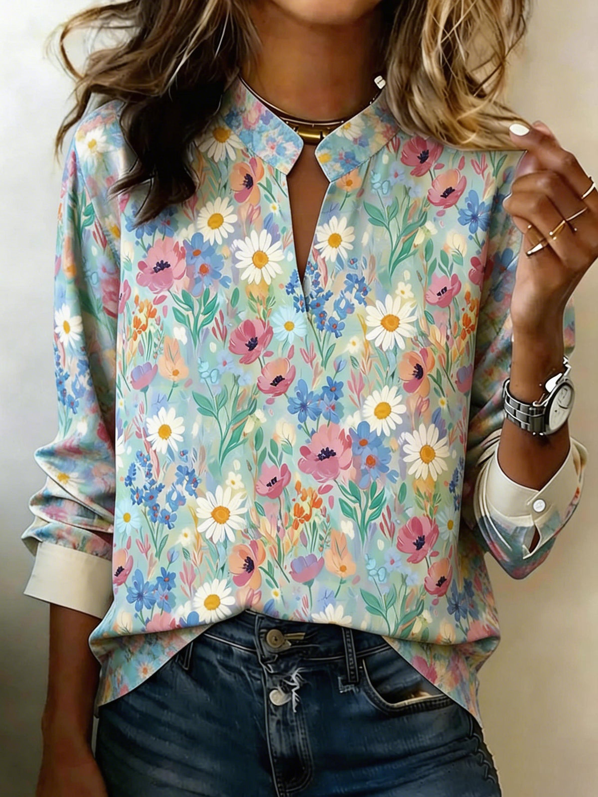 Women's Vintage Floral And Botanical Print Art Shirt