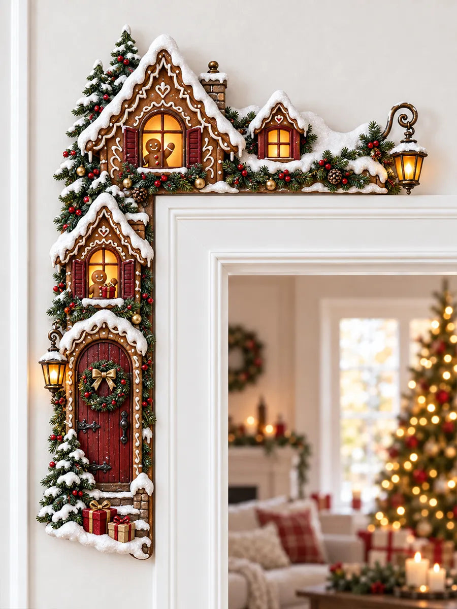 Festive Gingerbread House Door Corner Decor