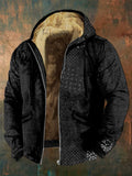 Men's Japanese Traditional Sashiko Art Full Zip Casual Hoodie
