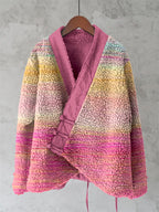 Vintage Pink Gradient Art Women's Kimono Cardigan