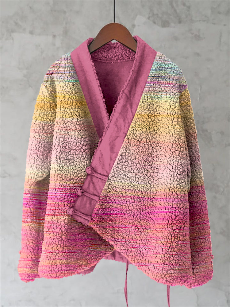 Vintage Pink Gradient Art Women's Kimono Cardigan