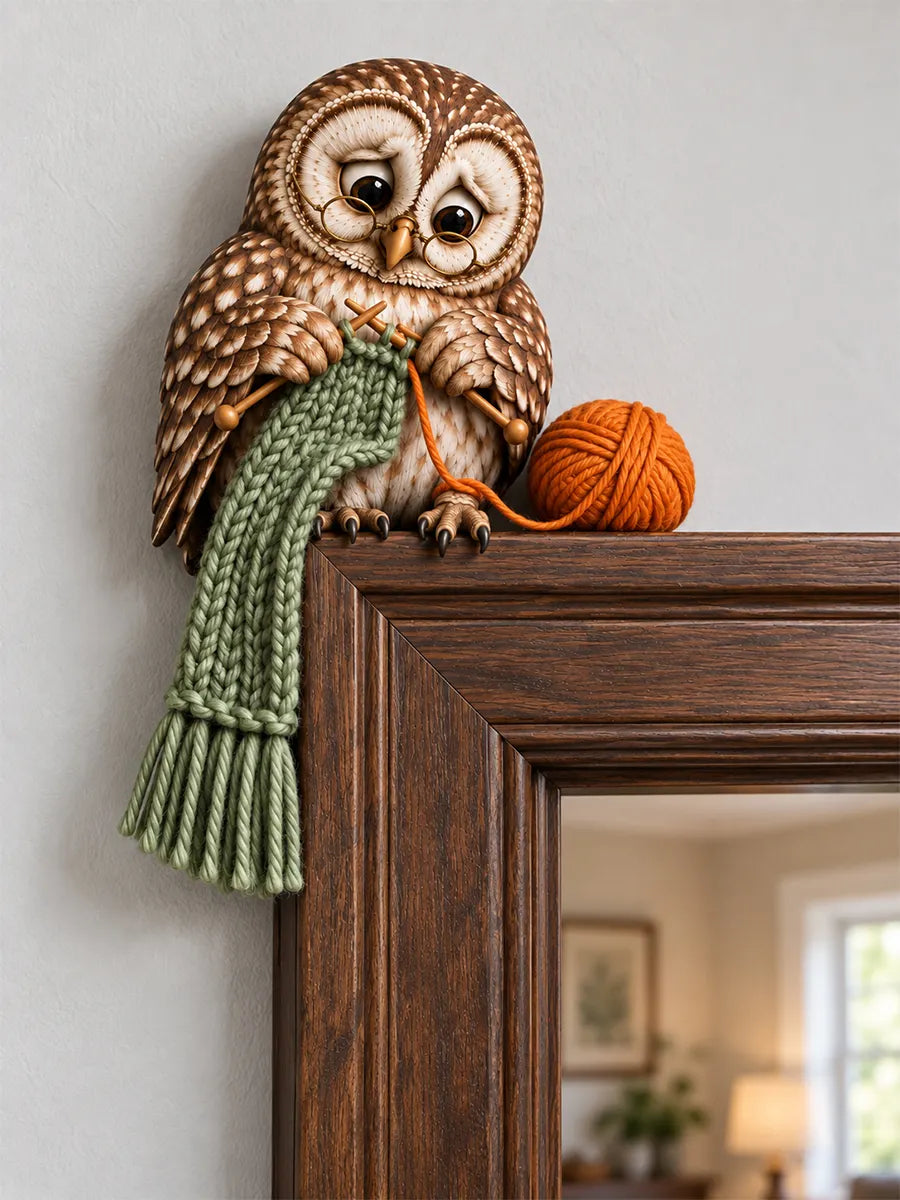 Charming Knitter Owl Door Frame Corner Decor