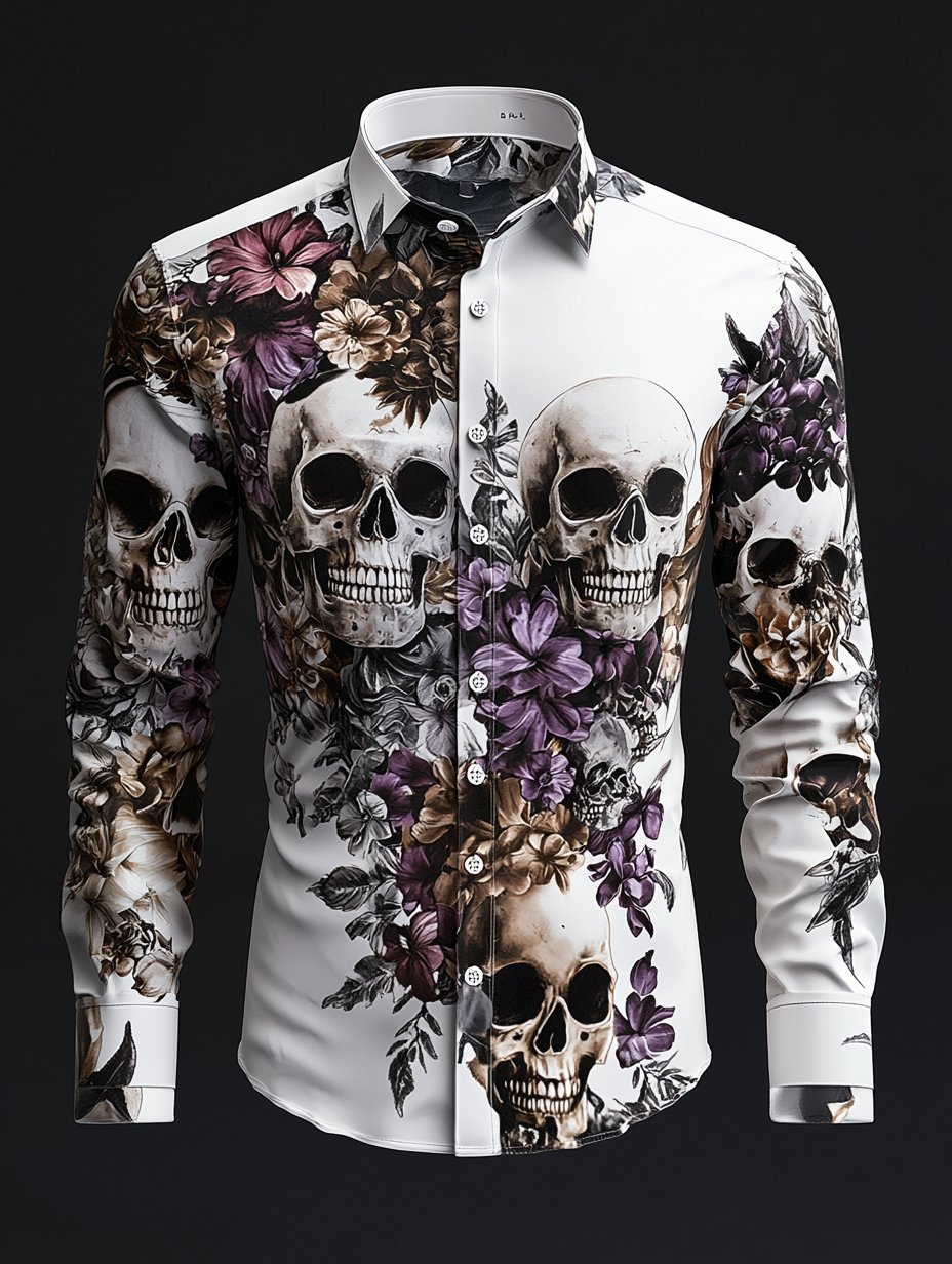 Men's Vintage Art Skull Shirt