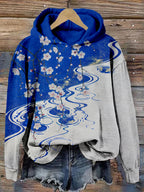 Vintage Plum Blossom Japanese Art Cozy Washed Hoodie