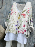 Embroidered Floral Women's Linen Shirt