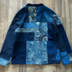 Indigo Patchwork Japanese Art Floral Pattern Kimono Cardigan