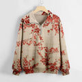 Women's Plum Blossom Embroidered Art Vintage Zip Up Sweatshirt