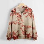 Women's Plum Blossom Embroidered Art Vintage Zip Up Sweatshirt