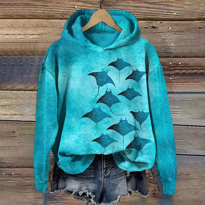 Manta Art Print Long Sleeve Hoodie