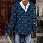Japanese Scalloped Stitch Art Women's Hooded Sweater Jacket