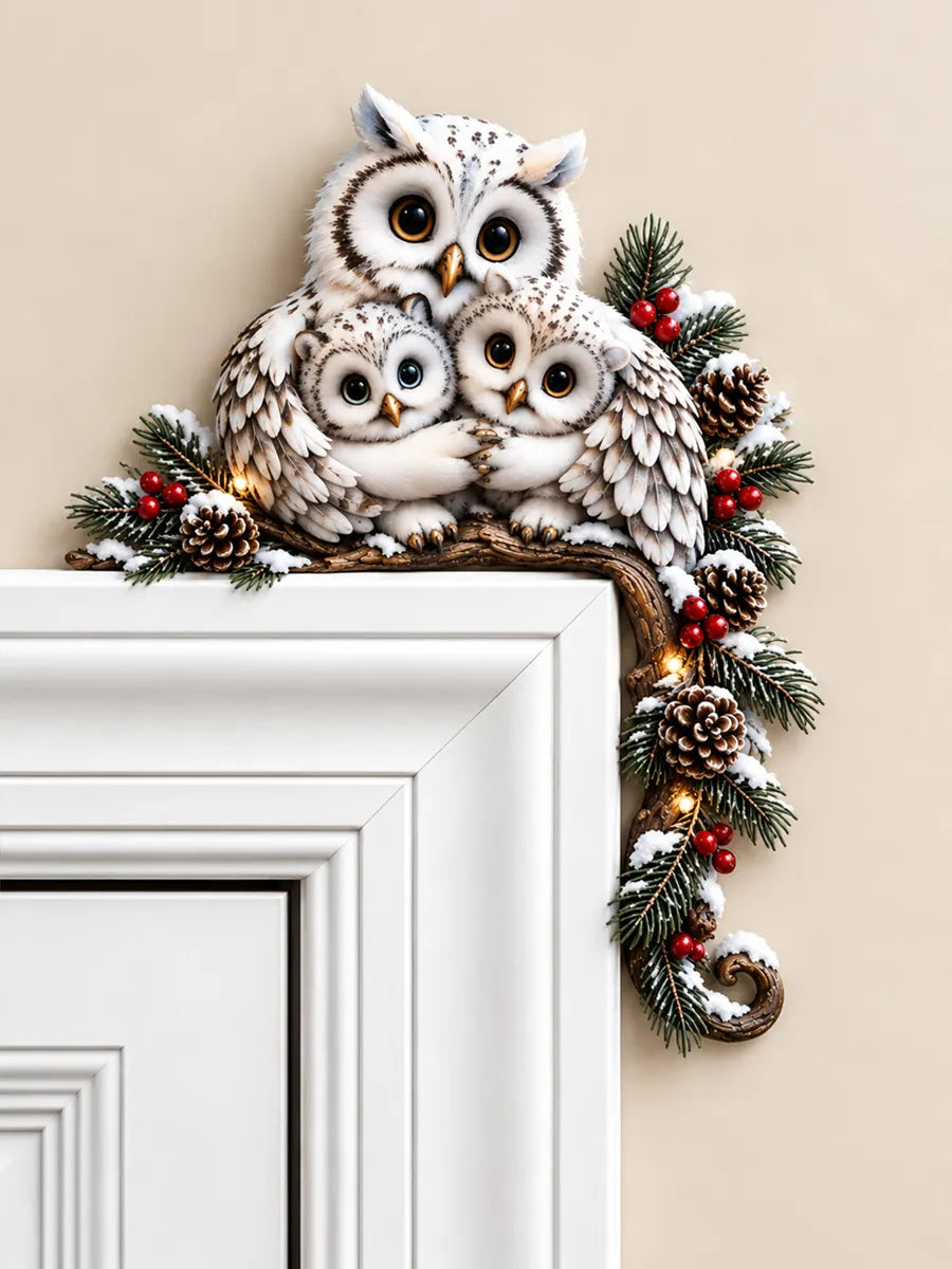 Christmas Owl Art Door Corner Decor