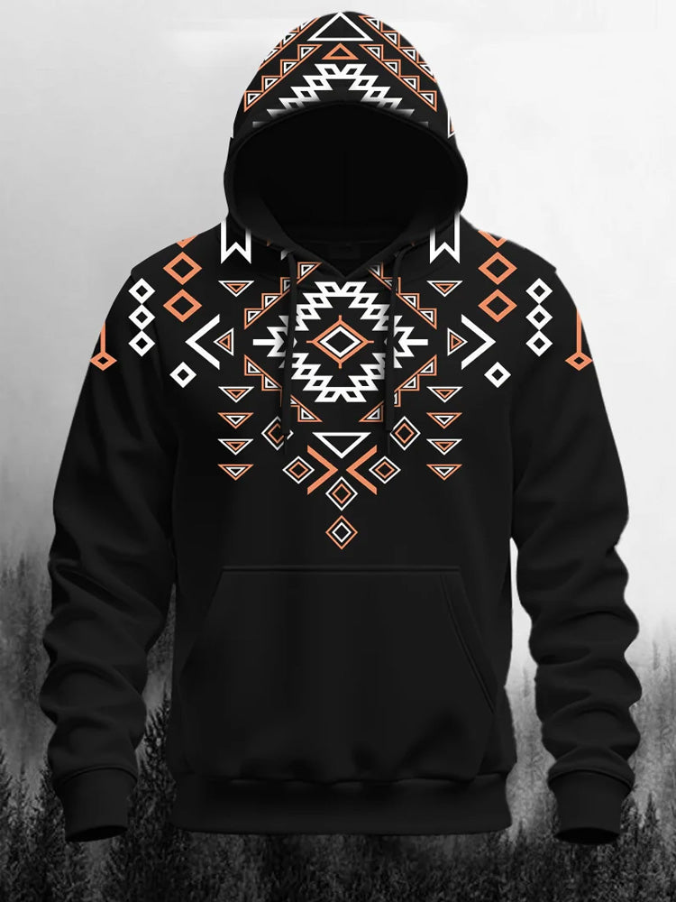 Men's Geometric Ethnic Figure Print Hoodie