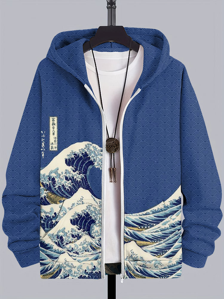 Men's Japanese Art Comfy Pocket Hoodie