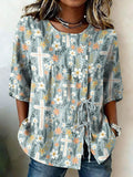 Women's Retro Faith Floral Print Top